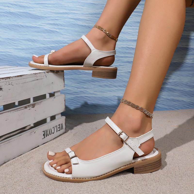 2025 New Summer Women Sandals Casual Flat Versatile Sandals Women Roman Comfortable Flat Bottomed Vacation Beach Shoes