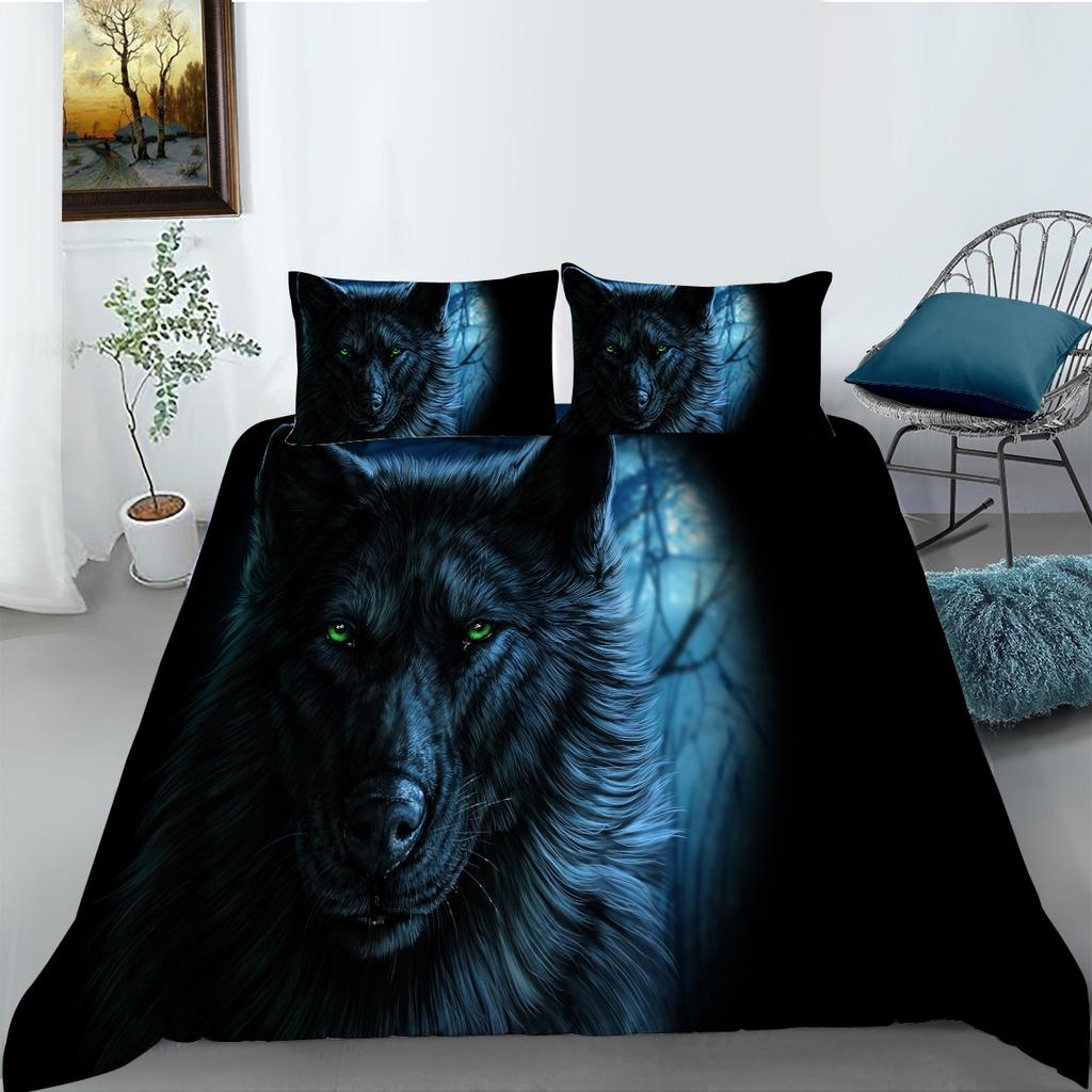 Animal Series Bedding Two Or Three-Piece Set Polyester Wolf 3D Digital Printing