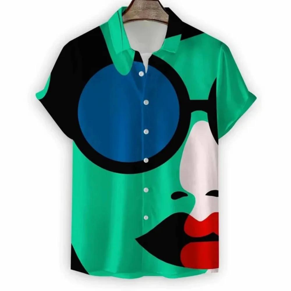 Modern Girls Pattern Print Men's Shirts Hawaii Short Sleeve Top Fashion Streetwear Casual Outdoor Men's and Women's Clothing Blouse
