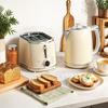 Polished Retro 40-100 Degrees C Kettle and Toaster Set - Cream