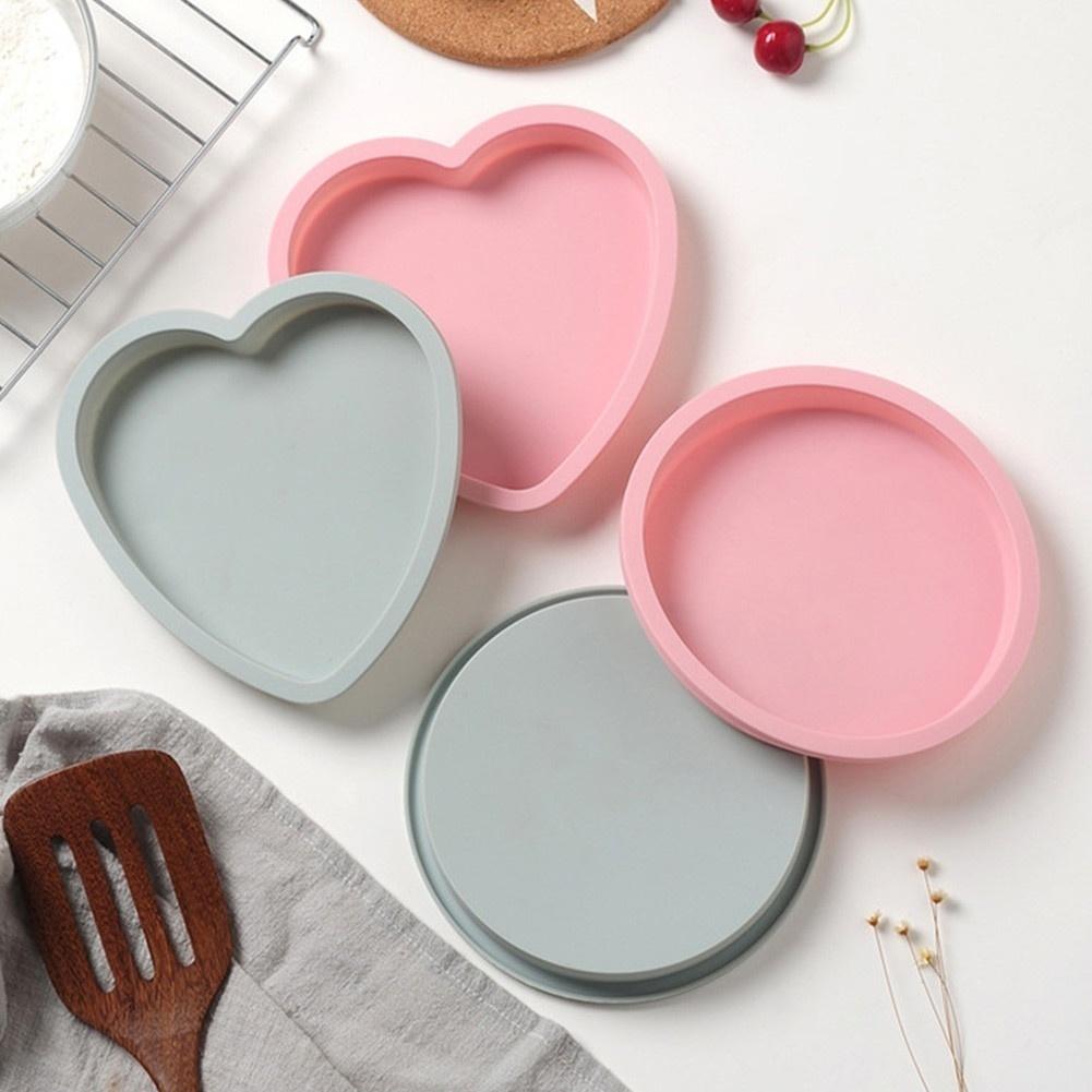 New 4Pcs/set 6 Inches Silicone Small Plate Cake Mold Round Heart-shaped Layered Baking Tray Silicone Mol