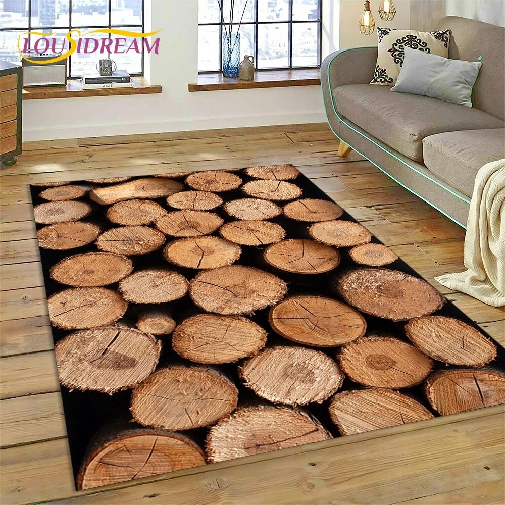 Color 3D Wood Grain Lines Carpet Rug for Bedroom Living Room Home Sofa Decoration,Children Game Large Decor Floor Mat Non-slip