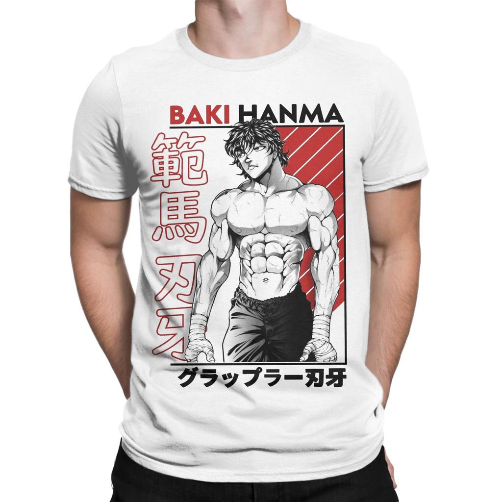 Baki The Grappler Hanma Herren T-Shirt Lustige T-Shirts Kurzarm Rundhals T-Shirt Reine Baumwolle Erwachsenen Tops