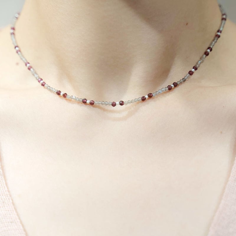 HARANG HR 50N_Pearl Point Garnet Labradorite Beads Necklace