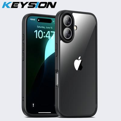KEYSION Shockproof Case for iPhone 16 Plus 15 Soft Silicone+PC Ultrathin HD Transparent Phone Back Cover for iPhone 16 15 Plus