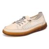 Fashion Fashion Women Flat Platform Shoes Summer Hollow Out Breathable Lace Up Casual Sneakers Women Versatile Board Shoes Beige