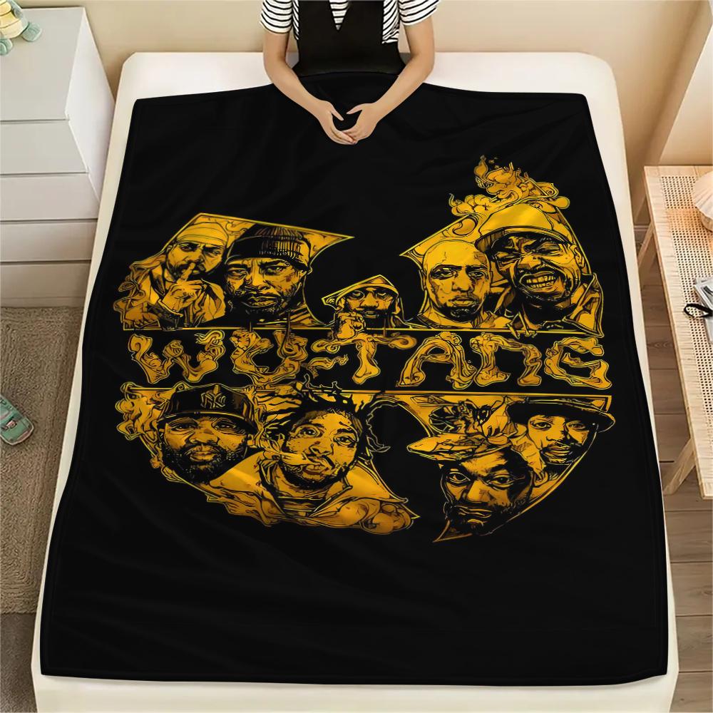 

1 шт. Фланелевое одеяло с принтом Wu-Tang Clan, Высокое качество, Для всех сезонов, Декор для дома, Тепло и уют, Идеально для рождественских подарков 80cm x 120cm