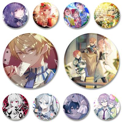 32/44/58mm Cosplay Handmade Tinplate Plastic Badge Luka Kamishiro Rui Otori Emu Brooches for Collar Clothes Backpack Jewelry Fans Gifts