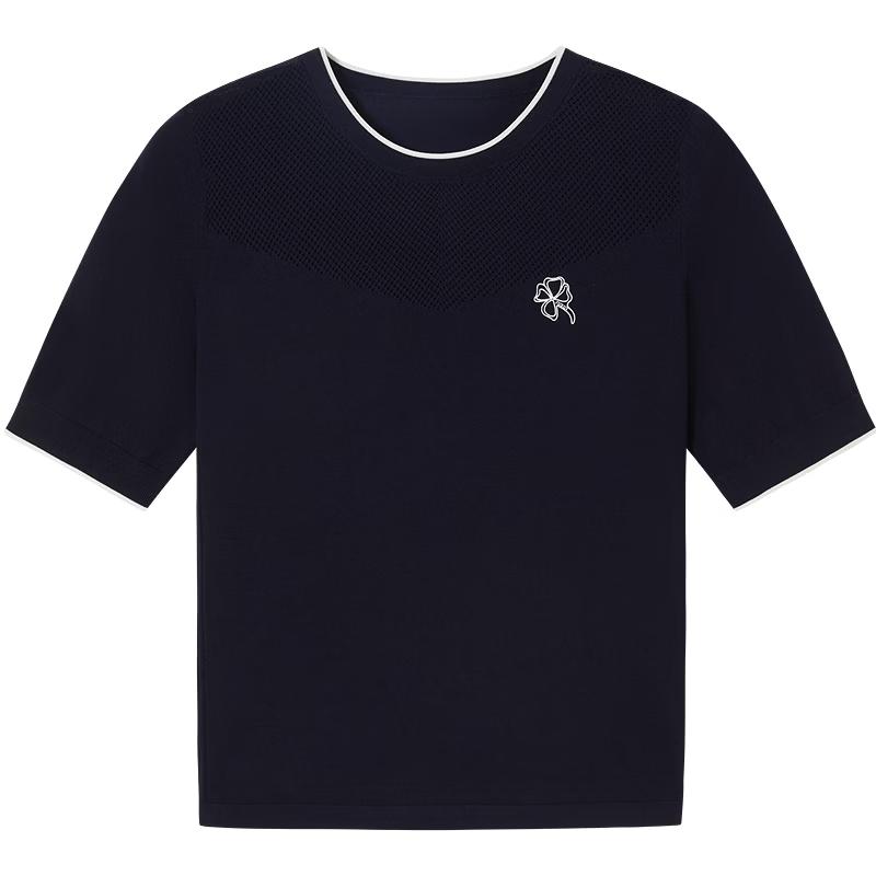JUZUI Women's Contrast Round Neck Loose Sweater