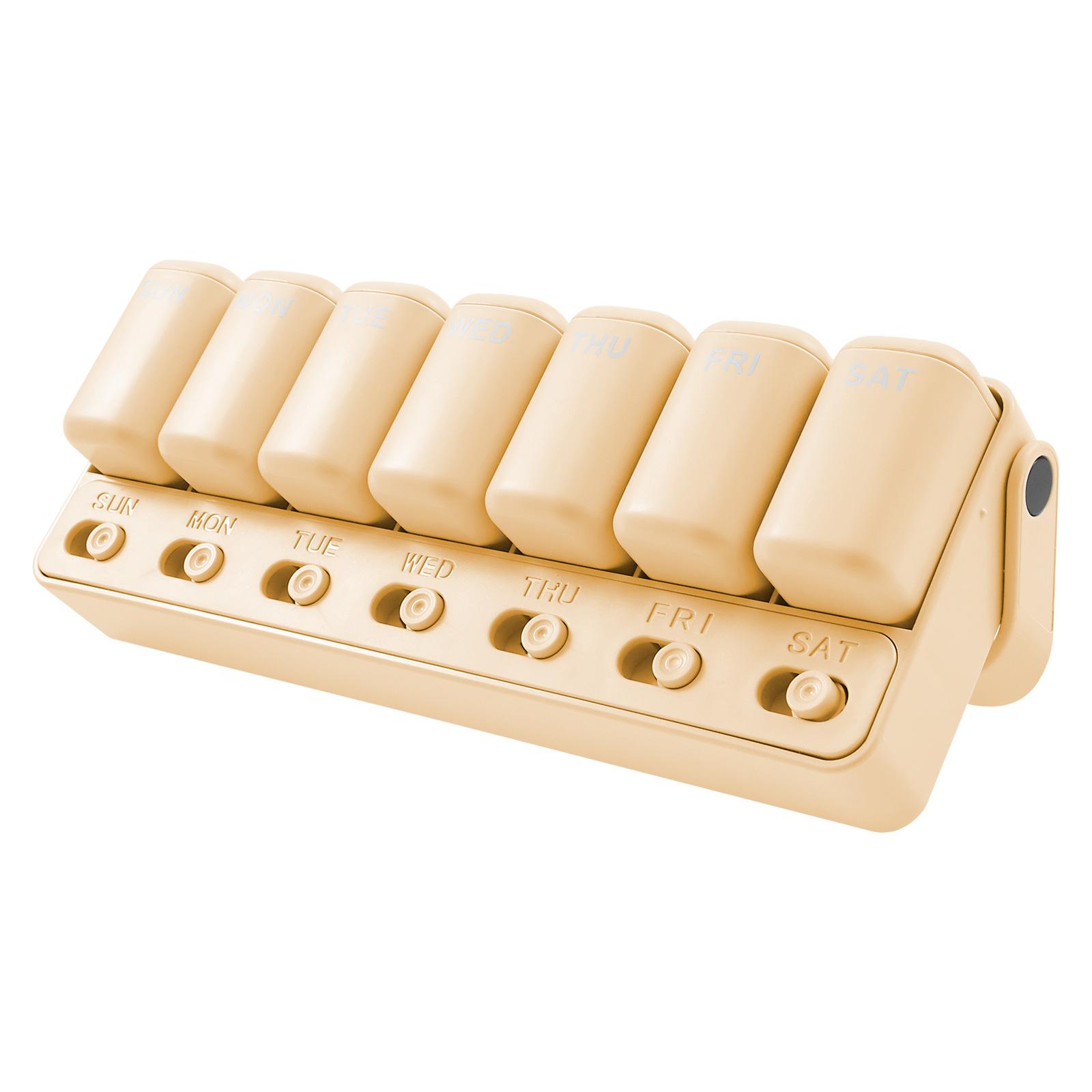 

7 Days Pill Box Portable Travel Weekly Medicine Organizer Waterproof Sliding Lid Design 7 Separate Compartments with Date Label абрикосовый