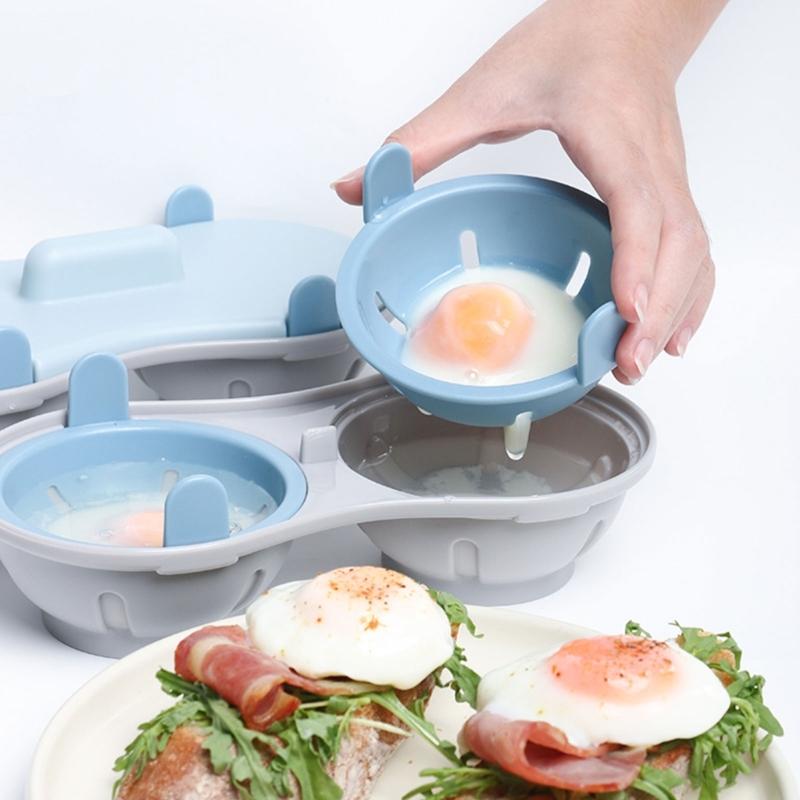 Polypropylene Microwave Egg Cooker with Molded Body, Rounded Profile, Covered Compartments, and Home Breakfast Use