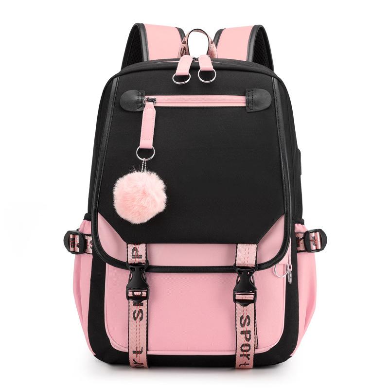 Schultaschen Teenager Mädchen Rosa Blume Niedlich Studenten Rucksack Buchstaben