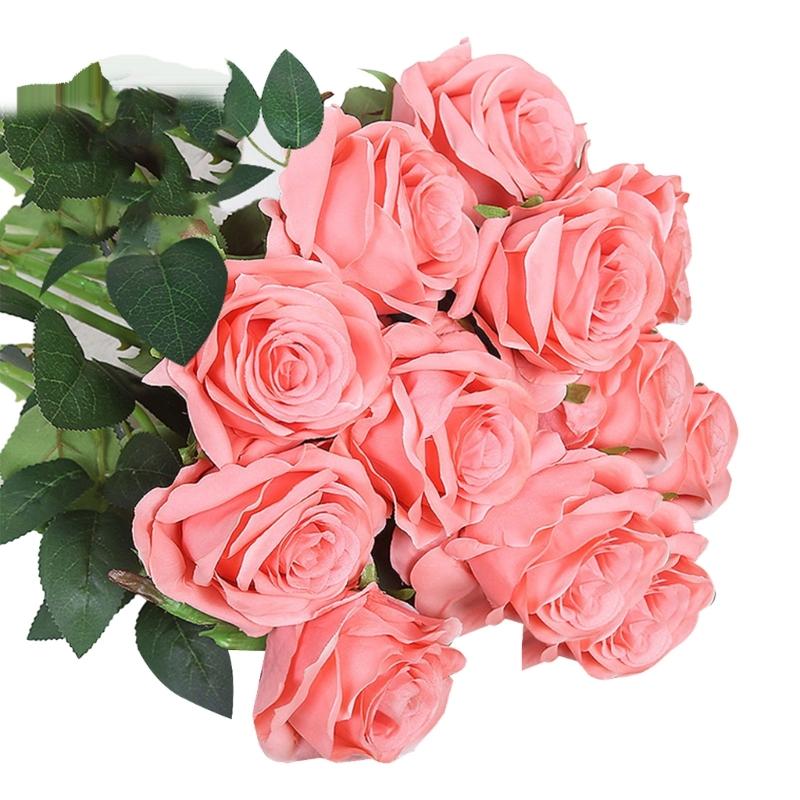 12Pcs Artificial Rose Flower Realistic Simulation Rose Bouquets for Home Garden Decoration, Wedding Flower Arrangements