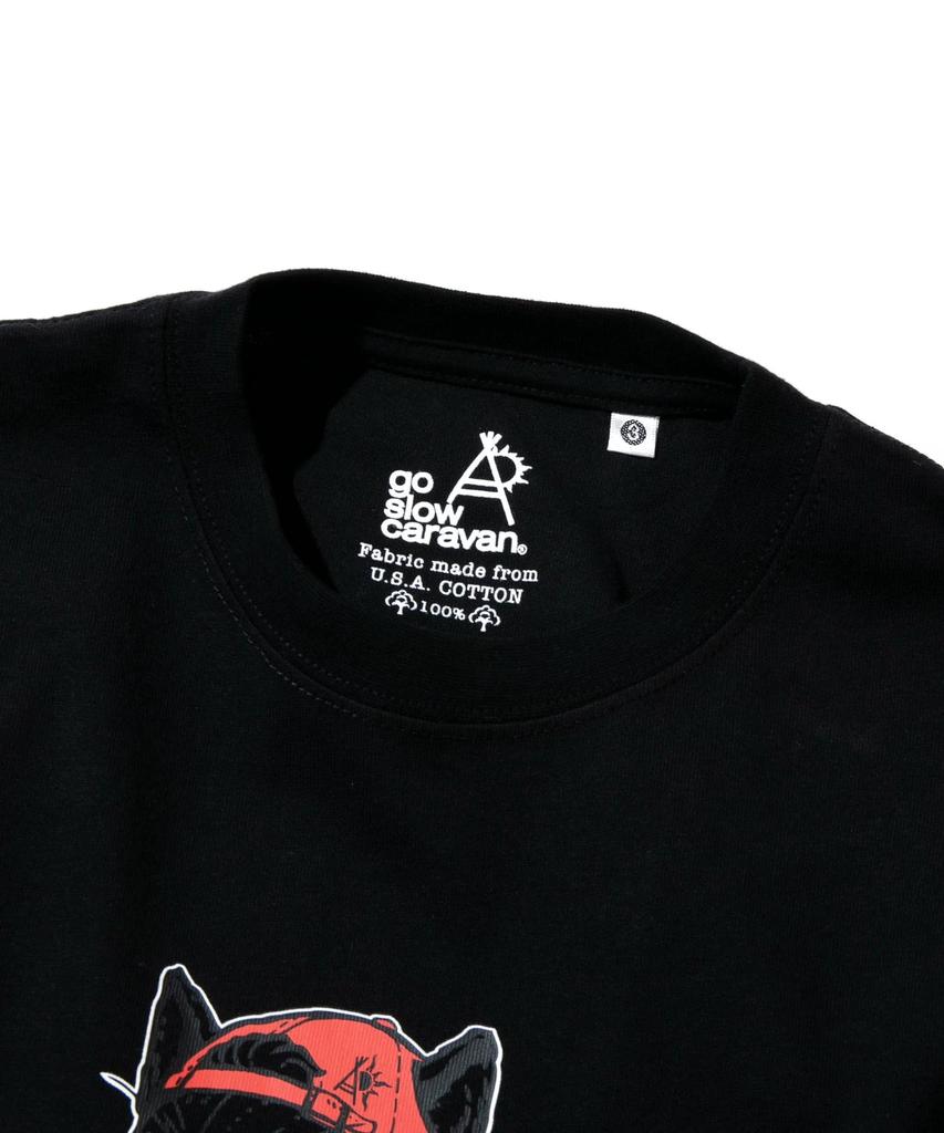 go slow caravan 341914USA/C Chinese Noodle Cat Tee Black L