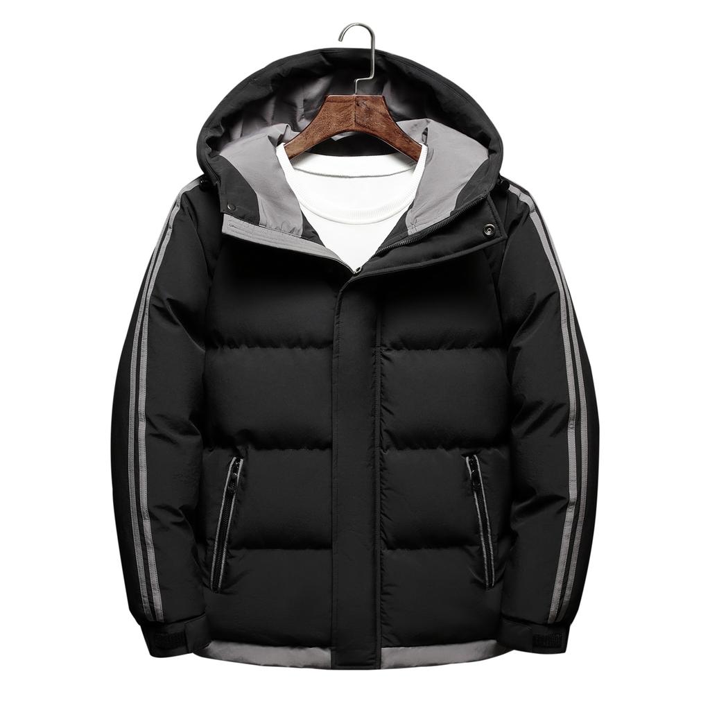 Gepolsterte Jacke Herren Winter Samt verdickt warm gepolsterte Jacke Lässig kältefest Herren Kapuzen Feder Baumwoll-gepolsterte Kleidung Winterkleidung