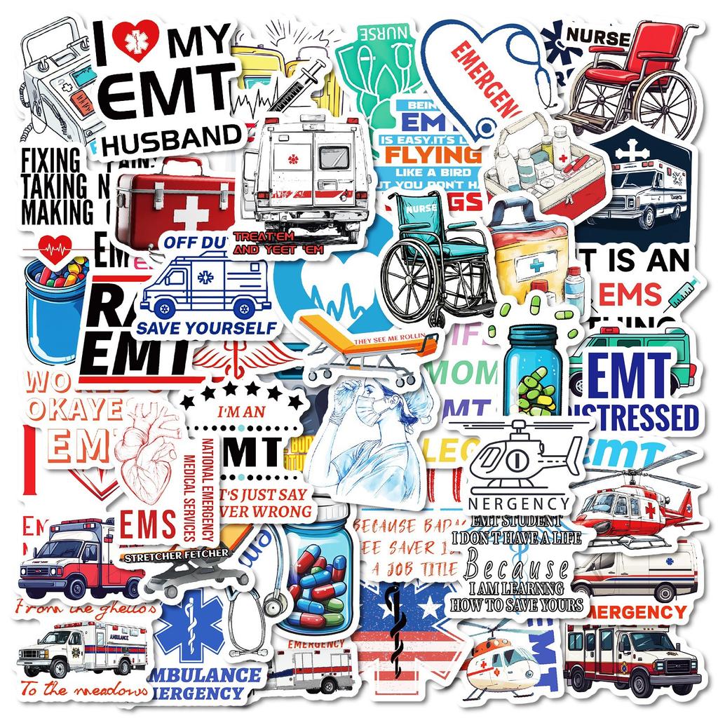 50 Medical Theme Waterproof Decorative Stickers DIY Mobile Phone Case Skateboard Refrigerator Stickers