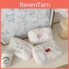 Korean Style Plush Makeup Bag With Embroidered Cartoon Design And Cotton Fabric Lining