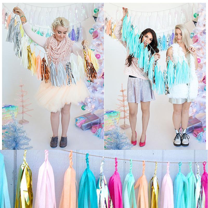 Wedding Party Decoration Color Paper Tassel Garland Bride To Be Birthday Decor Baby Shower Girl Slingers Mermaid Party Supplies