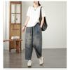 DIMANAF 2026 Summer New Plus Size Women Jeans Elastic Waist Print Long Pants Loose Casual Denim Cotton Trousers Pants