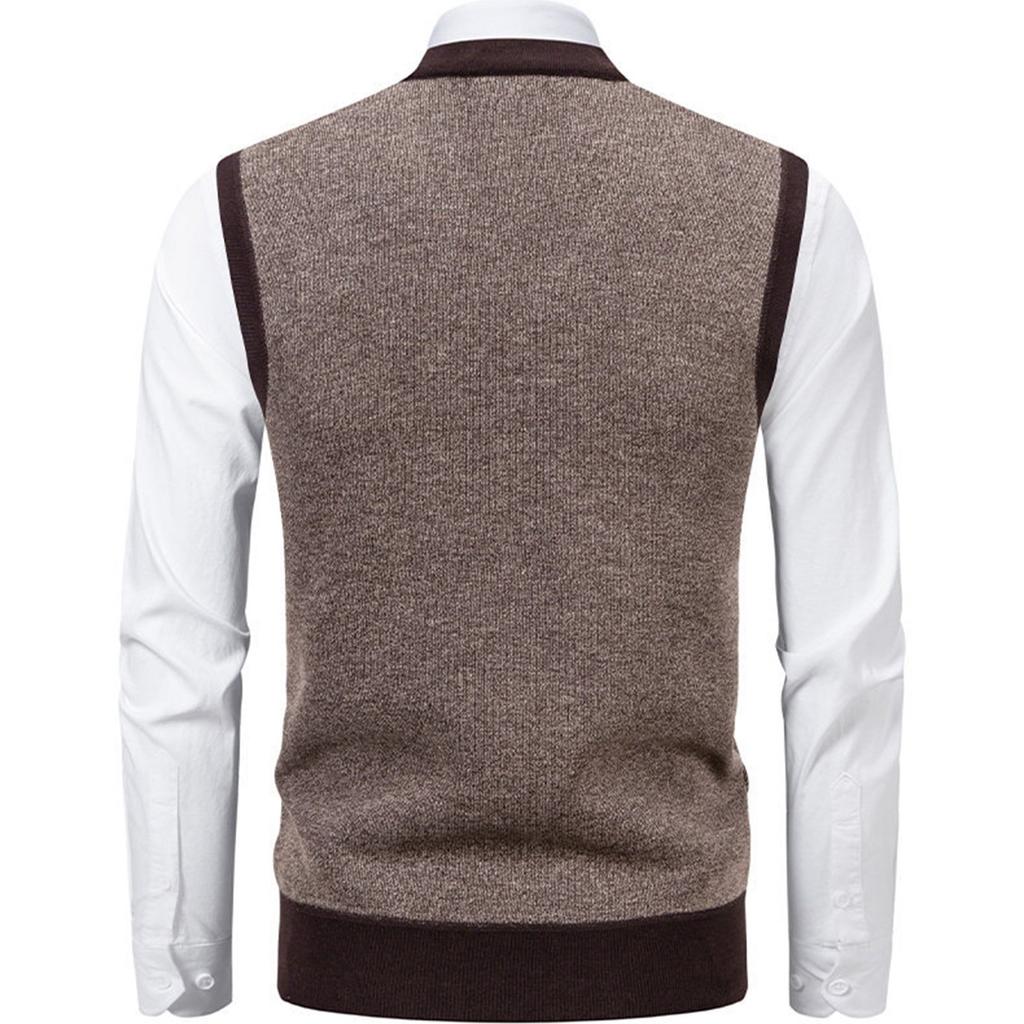 Men's Winter Fleece-Lined Plaid Vest, Pullover, Loose-Fitting Men's Sleeveless Sweater Vest