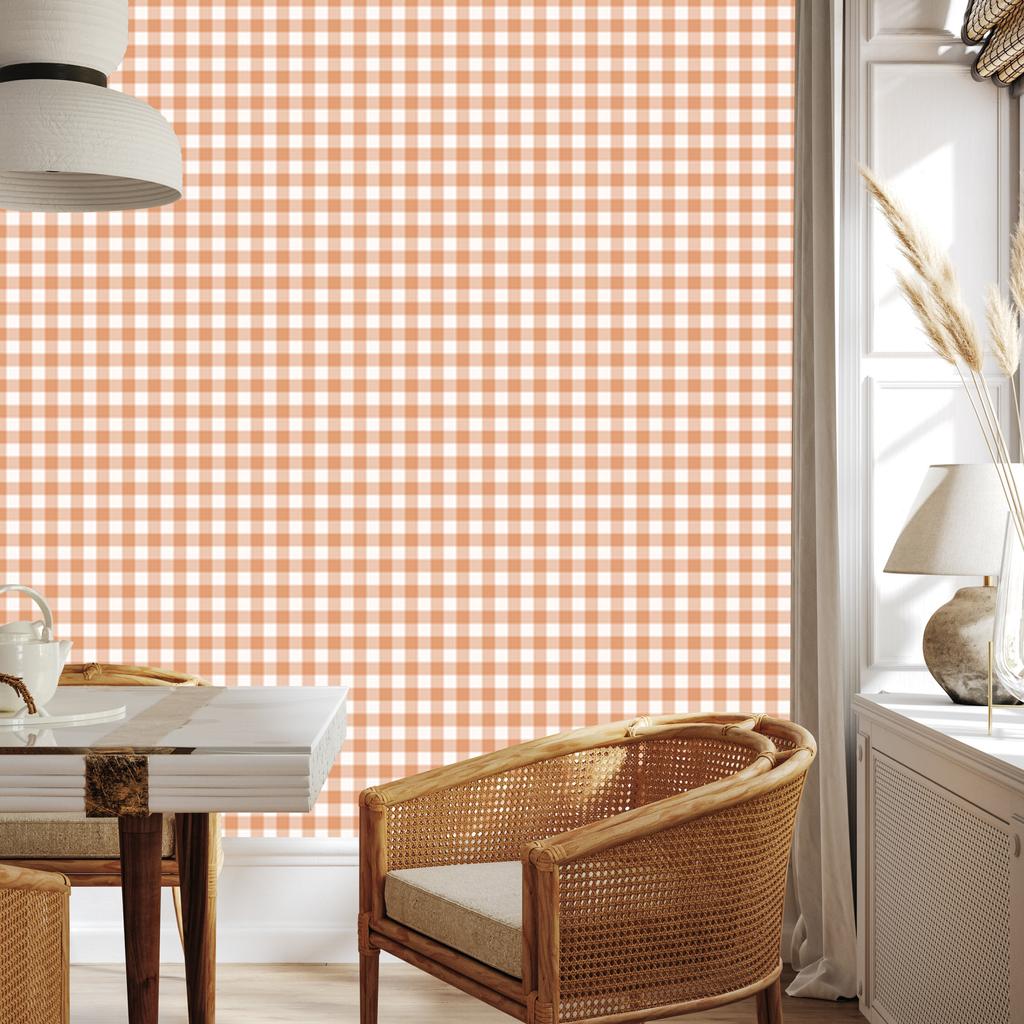 Wallpaper Fabric Pattern Cream and Peach, Cream Background 50x1000
