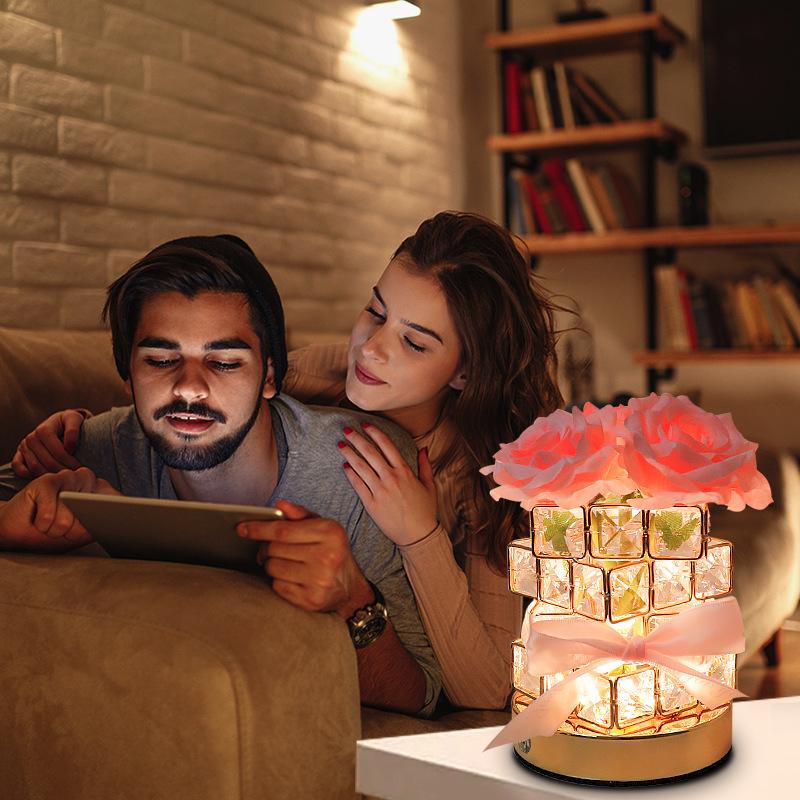 Rose Rubiks Cube Atmosphere Table Lamp Nightlight for Girls' Best Friend Birthday Qixi Valentine's Day Gift Senior Decoration