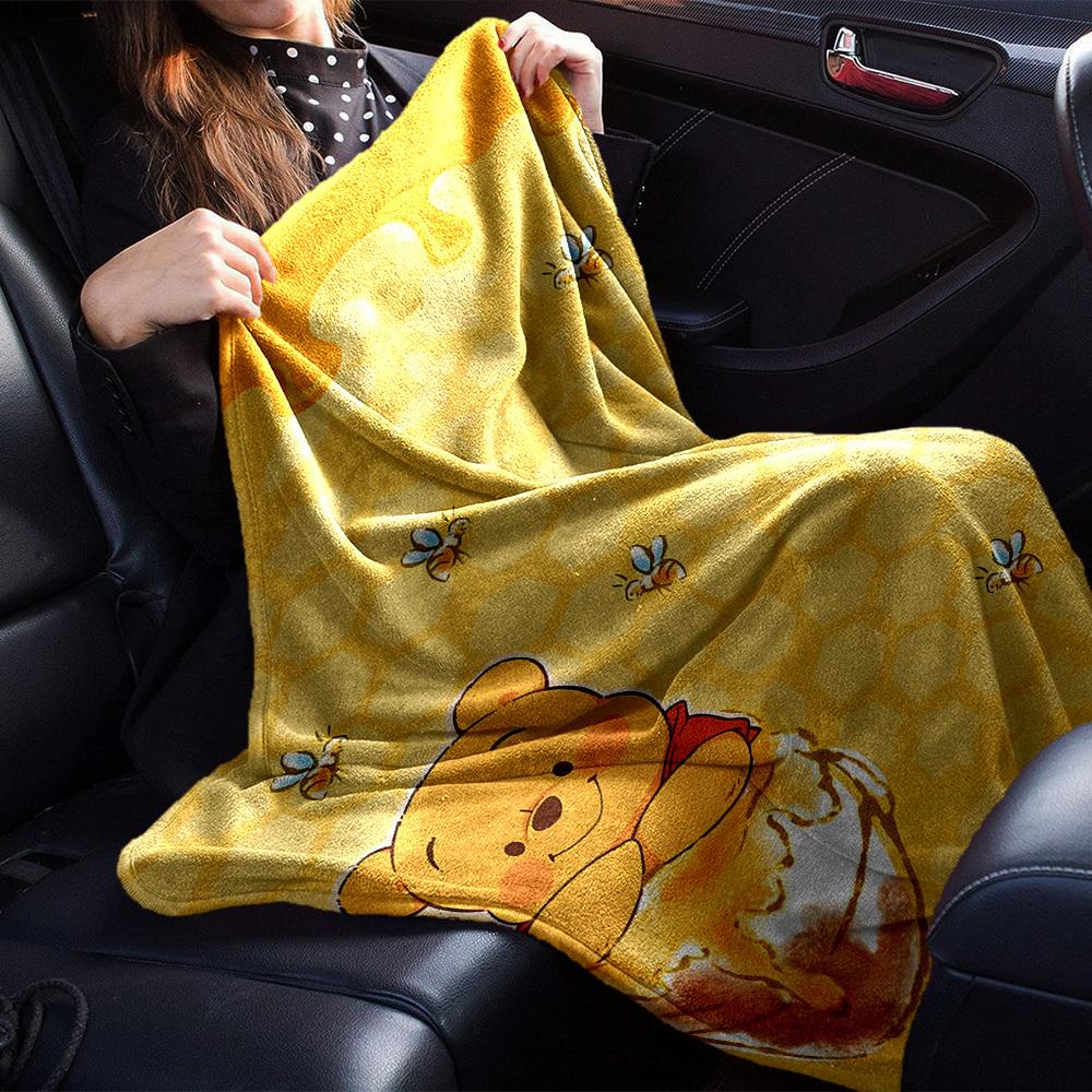 1 Stück Puuh Bär Wabenmuster Decke Leichte Flanell Überwurfdecke für Sofa Bett Reise Camping Wohnzimmer Büro Couch Stuhl