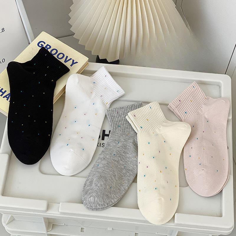Båtsokker Ren Bomull Dame Vår og Sommer Tynn Mesh Dame Benløse Sommer Helbomull Korte Sokker