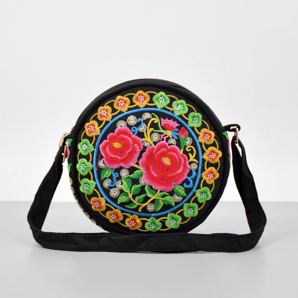 Kwiaty Haft Płócienna Torba Crossbody dla Kobiet Torba Listonoszka Etui na Telefon Komórkowy Portfel Damskie Małe Torby Na Ramię Listonoszka Crossbody