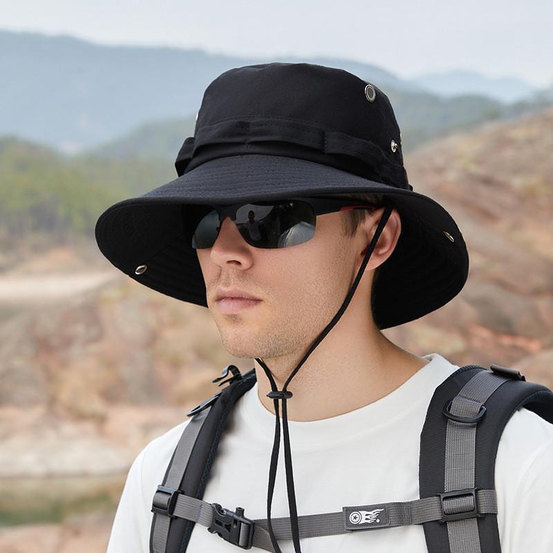 

Summer Fishing Hat For Men Women With Large Brim Sun Protection And Breathable Polyester Fabric Black