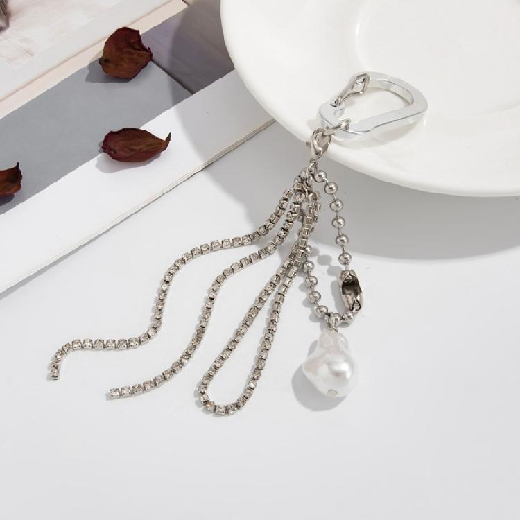 Baroque Pearls Inspired Key Ring With Quick Release Alloy Hook Decorative Bag Charm Travel Companion