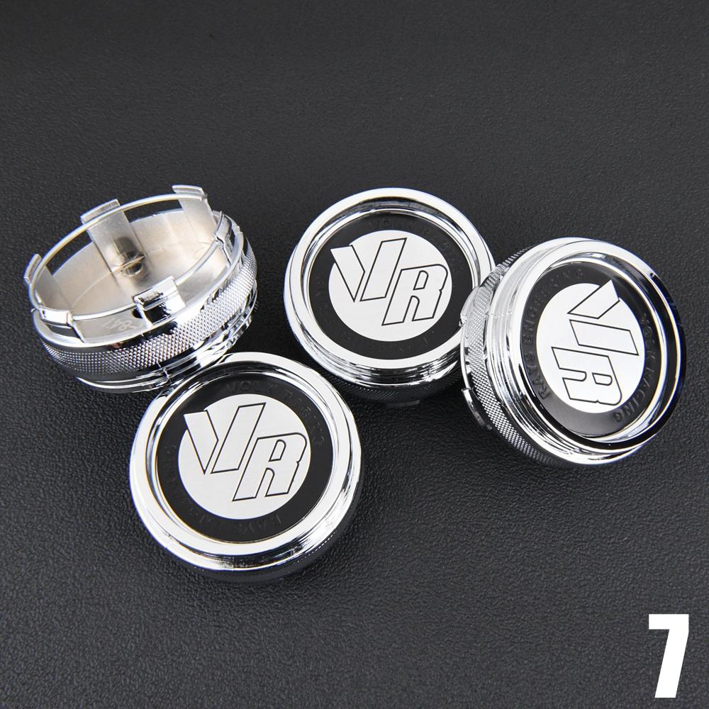 4PCS JDM Sport Rim Cap Clip 62mm VOLK RAYS Emblem Sticker Wheel Center Hub Caps Car Cover Cap Black & Silver