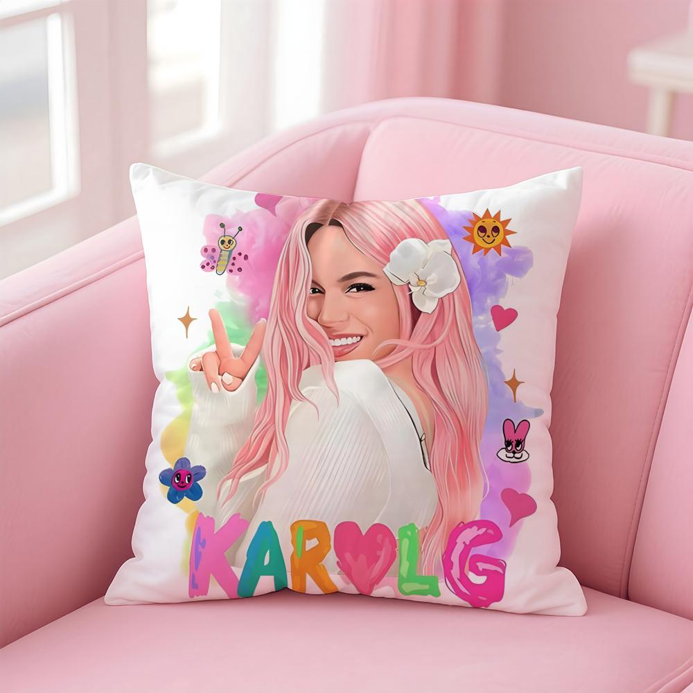 Singer Album KKAROL G Cushion Cover Pillow Case Soft Friendly Fabric Concealed Zipper