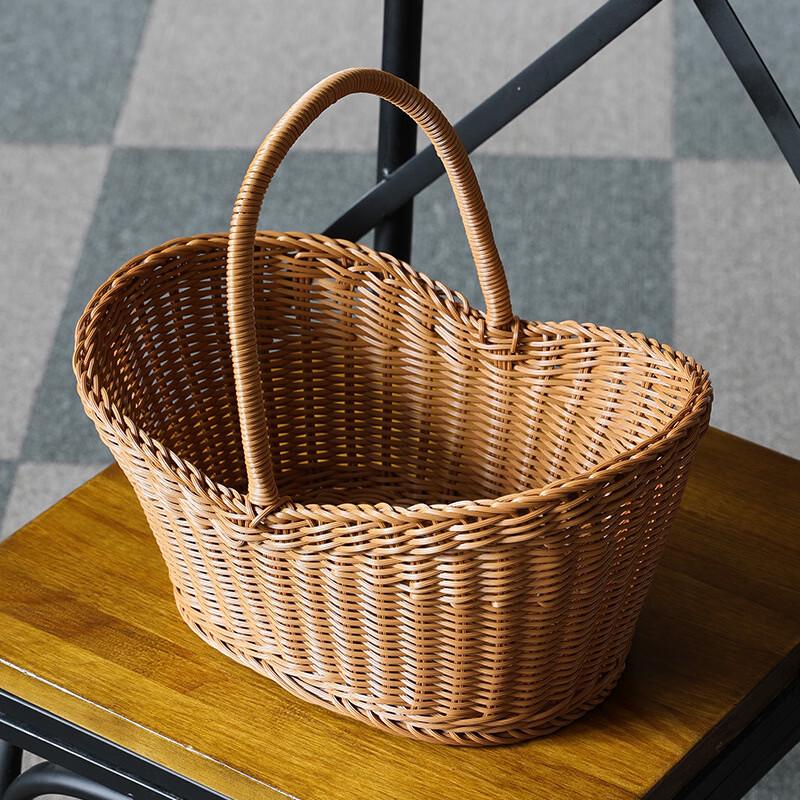 Wooden Imitation Rattan Picnic & Shopping Basket