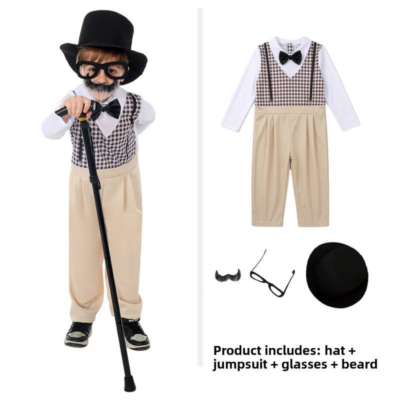 Elderly Granny Grandpa Costume For Childrens Stage Performance Kids Dress Up Play