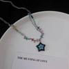 Lucky Star Color Splicing Necklace Women's Niche Design Sweet Cool Wind Dopamine Accessories Versatile Clavicle Chain Women