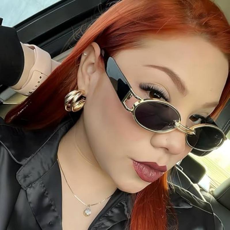 2Pcs Fashion Square Oval Plastic&Metal Frame Women Sunglasses for Men Daily Life Eyewear Accessories