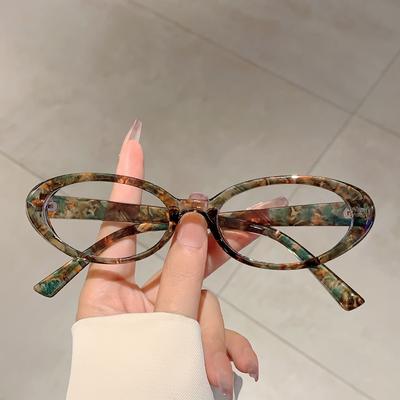 KAMMPT Gafas Ópticas Ovaladas para Mujer Moda Vintage Color Caramelo Decoración Gafas Tendencia Estilo Coreano Sin Graduación Gafas Casuales