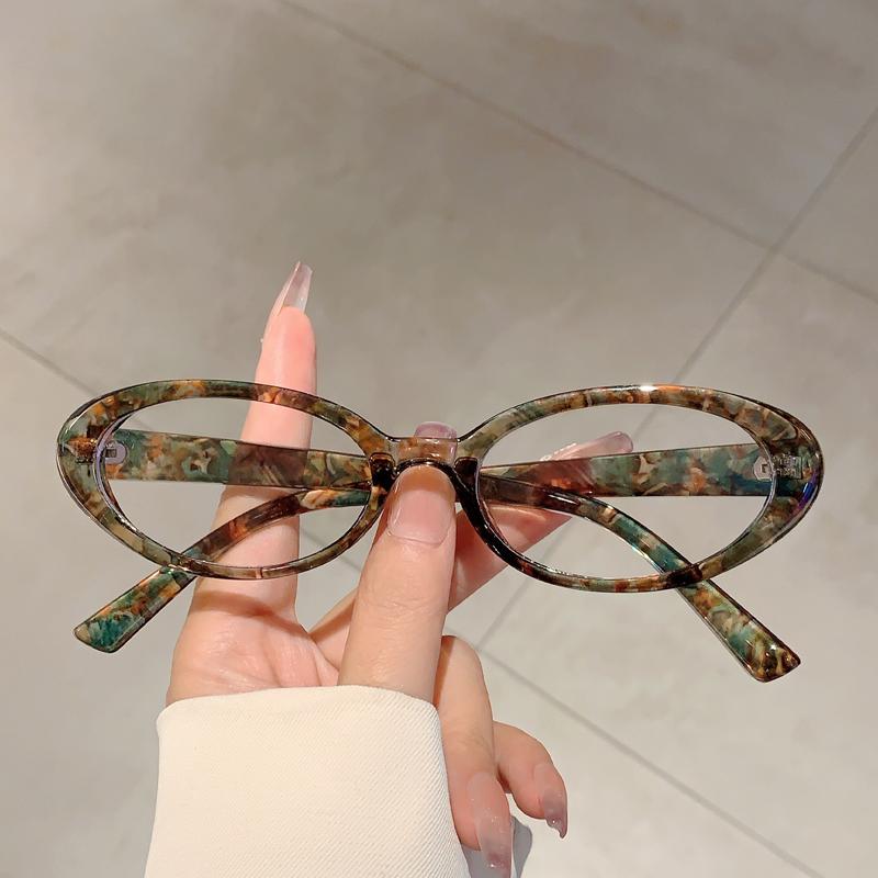 Oval Optical Frames Women Fashion Vintage Candy Color Decor Glasses Trendy Korean Style Non-prescription Casual Eyewear