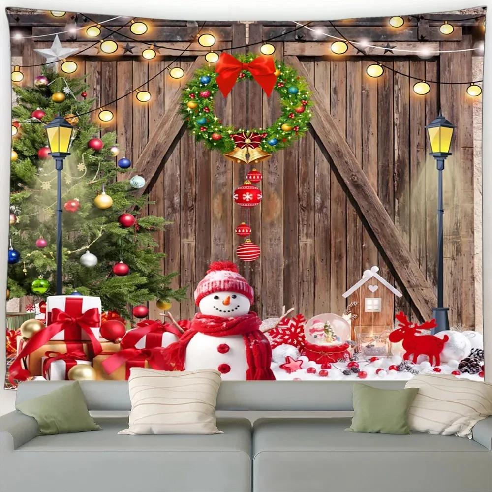Christmas Tree Snowman Tapestry Bedroom Living Room Home Christmas Decoration Tapestry