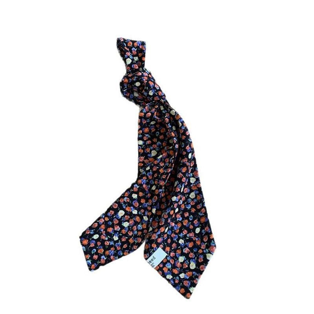Ribbon Floral Scarf Leopard Print Shirt Tie Retro Long Scarves  Party