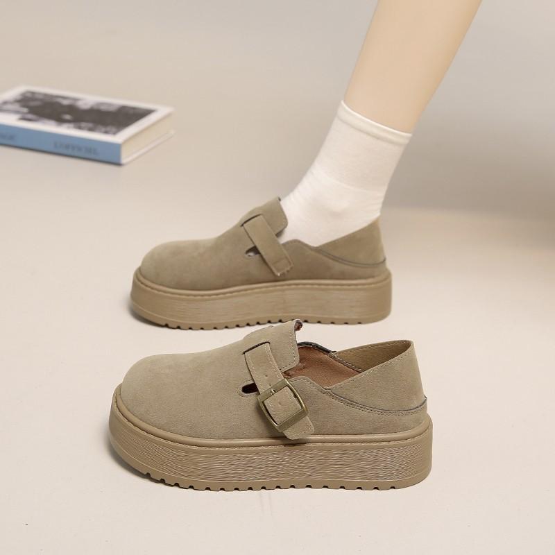 Retro big head Mary Jane single shoes women's autumn new thick-soled with light mouth with skirt, add two women's shoes