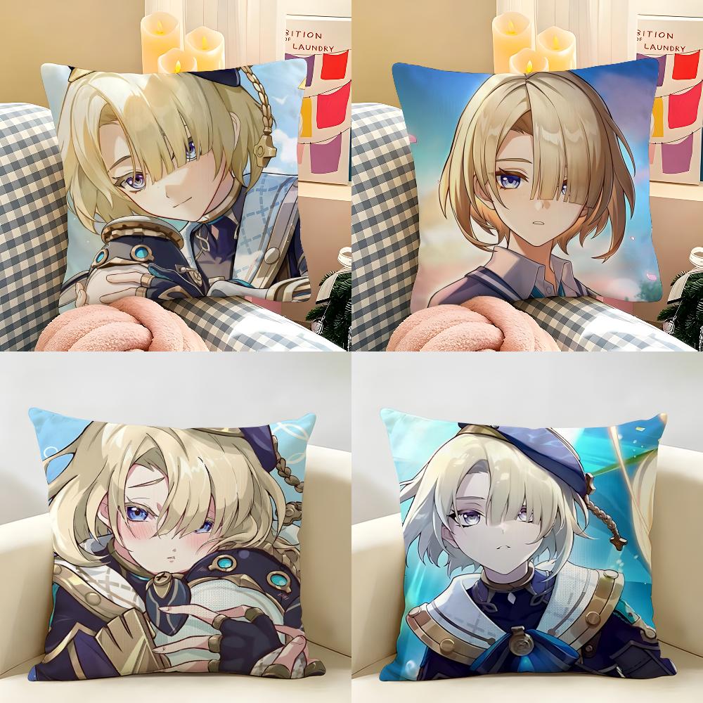 Freminet Genshin Impact Cushion Cover Natural Linen Organic Fabric DoubleSided Printing Room Sofa Decor Pillow Case