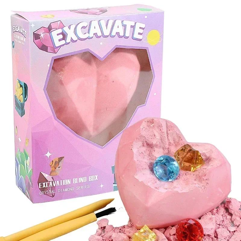 Dinosaur Fossil & Gemstone Excavation Kit - Archaeological Puzzle Toy with Starfish Marine Life 12 Real Gemstones Included