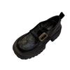 Plateau dicker Absatz Britischer Stil kleine Lederschuhe Damen 2025 neu Frühling vielseitige Damenschuhe einzelne Schuhe schwarze Slipper