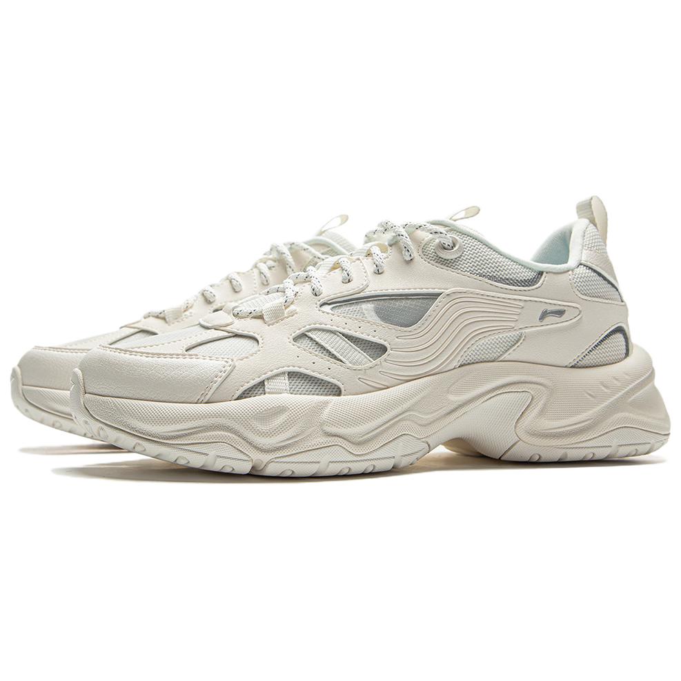 Li Ning Cushioning Abrasion Resistant Low Top Casual Shoes Unisex White AGCV307-4