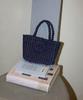 Slowslowly Camellia Handmade Crochet Raffia Mini Tote Bag _ Navy