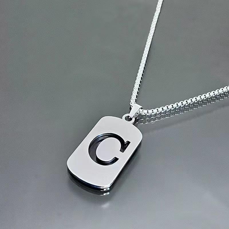 26 Letters English Titanium Steel Necklace Men'S And Women'S Versatile Sweater Sweater Chain Simple Fashion Collarbone Chain