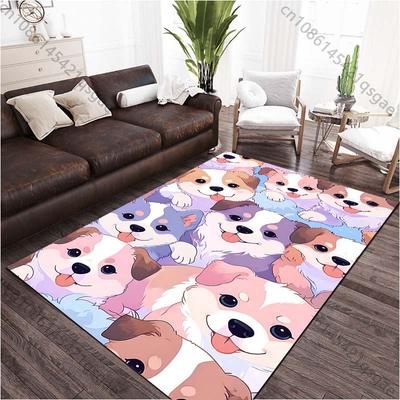 A Group of Cute Puppies Printed Carpet for Living Room Bedroom Bedside Bathroom Floor Mat Area Rugged Sofa Mat Home Decor