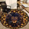 1pc Lion Mandala Chair Carpet for Office, Round Polyester Mat, Indoor Decor for Office, Easycare Fabric, Washable Non-slip Area Carpet